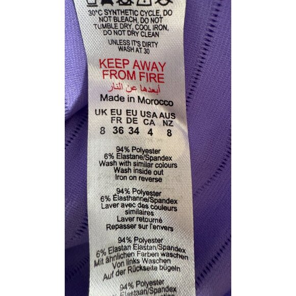 NWT PrettyLittleThing 4 Purple Textured Strappy One Shoulder Wrap Midi Dress - Picture 13 of 15